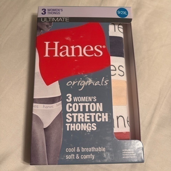 Hanes Plus Size Ladies Cotton Thongs - Picture 1 of 5